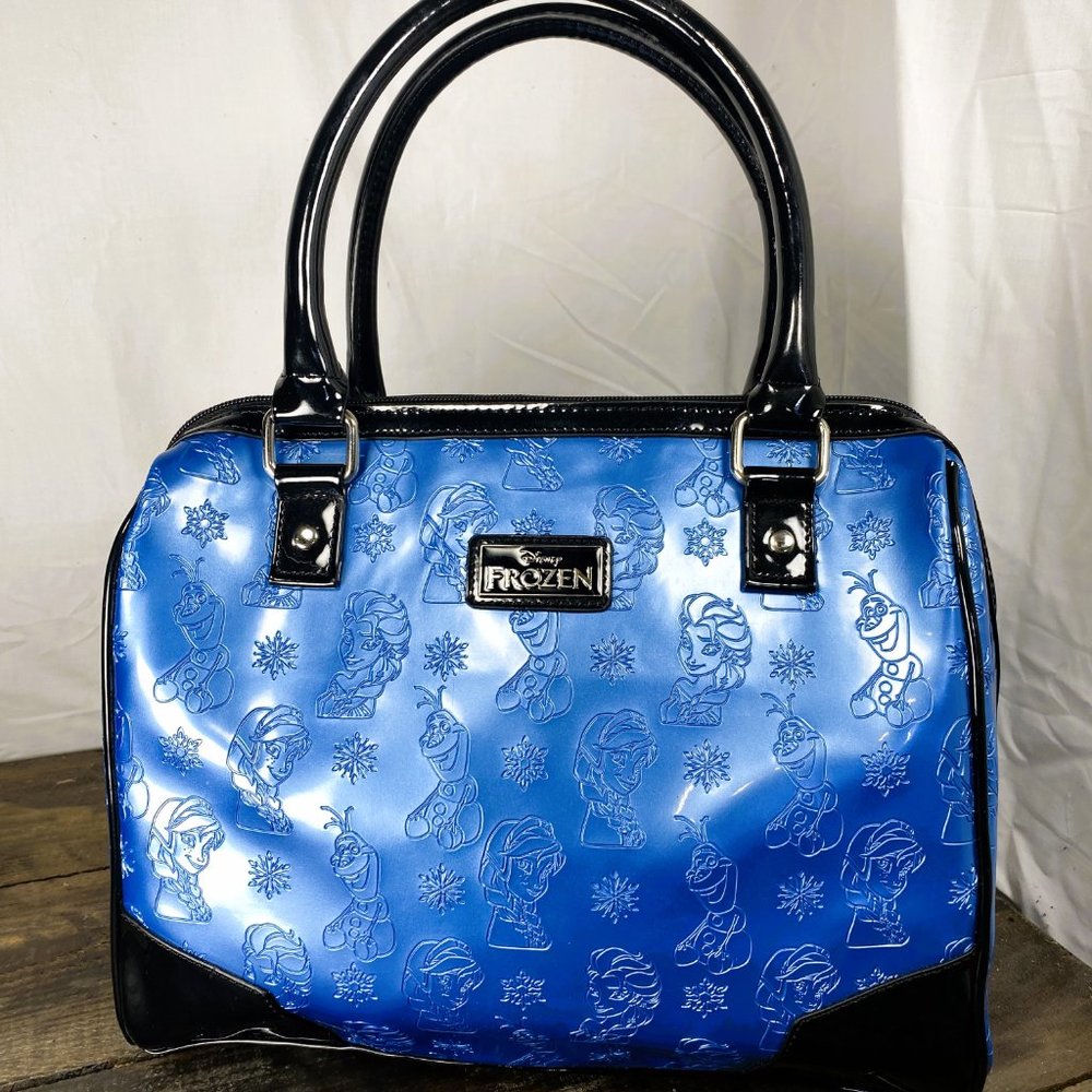 Loungefly Disney Frozen Blue Embossed Barrel Handbag NEW Olaf Elsa Anna